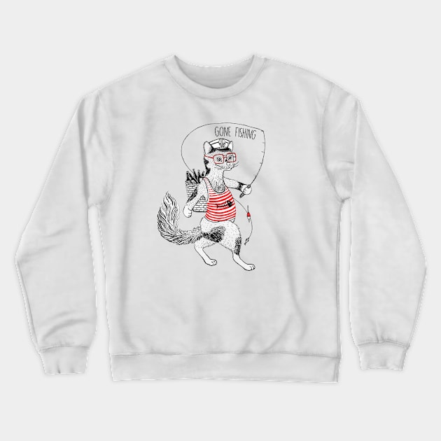 Cat gone fishing Crewneck Sweatshirt by ruta13art